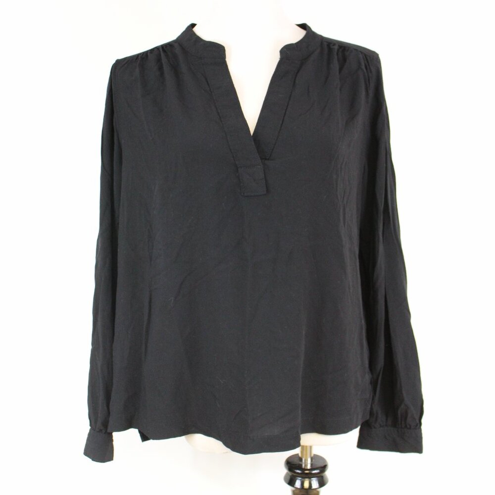 Gap Black V Neck Long Sleeve Blouse Size Large Capsule Wardrobe